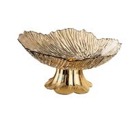 Jiuvaso Coupe à Fruits sur Pied Corbeille Décorative Plateau Multifonction Créatif En PET pour Rangement Fruits Décoration Salon Cuisine Événement, or Transparent