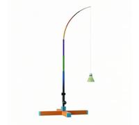 Jiuvaso Entraîneur de Badminton Extérieur Set Kit Appareil Dispositif Outil Mât Élastique Réglable pour Retour de Volant Base à Eau Stable en Système Pliant, Orange