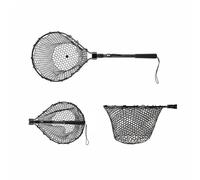 Jiuvaso Épuisette Pliable Épuisette de Pêche Filet Compact Télescopique Manche Antidérapant Alliage d'Aluminium Maille Silicone Adaptée aux Randonnées de Kayak Bord de Berge, Noir, Noir, 30cm