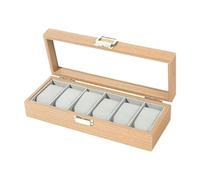Jiuvaso Étui de Rangement pour Montres, Coussin Amovible en Bois pour Montres pour Hommes, boîte de Collection Anti-Rayures, Multi-emplacements pour comptoirs, 6 Emplacements