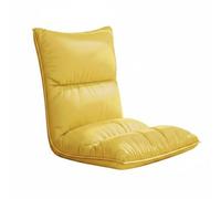 Jiuvaso Fauteuil de Sol Inclinable Chaise Tatami Plancher Canapé Dossier Ajustable Pliant à Densité Rembourrée avec Revêtement Tissu pour Lecture Salon Espace Compact, Jaune