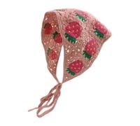 Jiuvaso Femmes crochet bandana mignonne décoration élégante cravate vintage nouée, Fraises Roses