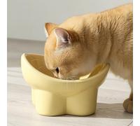 Jiuvaso Gamelle Industrielle Bol pour Chat Chien Céramique Inclinée Entrée Large pour Prise Facile pour Repas Quotidiens Base Contourée Stable Nettoyage, Rose Pêche Blanche