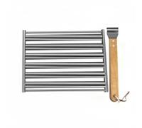 Jiuvaso Grille Saucisse Gril Barbecue Rack Support Rôtissoire Panier Acier Inoxydable avec Poignée Bois pour Grillade Régulière et Déplacement Aisé Adaptée au Camping Jardin Pique-Nique Fête, Grand