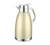 Jiuvaso Isotherme Acier Inoxydable Cafetière Carafe Paroi Double Bouton Verseur Utilisable pour Service Boissons Bureau Maison, Gold, 2.5L
