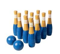 Jiuvaso Jeu de Bowling Enfants Ensemble Quilles Boule Jouet Sensoriel Bois Massif Peinture Lisse Soutient Coordination Motricité, Grande, Quilles De Bowling en Bois De Grande Taille 1,64 Kg