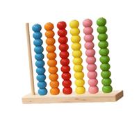 Jiuvaso Jeu tri et d'empilage par couleurs, jouet éducatif et sensoriel, perles comptage en bois pour enfants 1 à 3 ans (garçons filles), 21.5 X 6 X 20 Cm