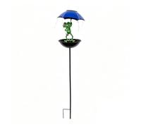 Jiuvaso Lampe Décorative Extérieure Lampe Solaire Piquet de Jardin Éclairage Suspendu Ornement Lumineux Fer Noir Anti-intempéries Recharge au Soleil le Jour, Grenouille Avec Parapluie