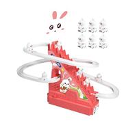 Jiuvaso Lapin Jouet Piste Électrique Escalier Glissière Musique Lumières Jouet Interactif Convient Aux Enfants Cadeau Chambre D'Enfant, 12 Lapins