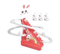 Jiuvaso Lapin Jouet Piste Électrique Escalier Glissière Musique Lumières Jouet Interactif Convient Aux Enfants Cadeau Chambre D'Enfant, 9 Lapins