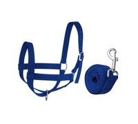 Jiuvaso Licol Réglable avec Corde pour Vaches et Veaux, Harnais de Conduite pour Bétail, Harnais en Nylon avec Laisse 3m, Licou Polyvalent pour l'Entraînement Chevaux, Chèvres, Moutons et Taureaux, S