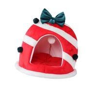 Jiuvaso Lit de Noël pour Chat, Grotte pour Animaux, Coussin Doux, Créatif et Mignon, Amovible et Lavable