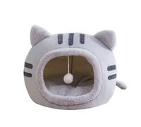 Jiuvaso Lit pour Chat en Forme de Chat Maison Panier Nichoir Intérieur Rembourré en Coton PP et Velours Cristal pour Douceur et Chaleur Structure Semi-fermée
