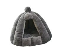 Jiuvaso Lit pour Chat Semi Fermé Maison Peluche Coussin Détachable Abri Douillet en Tissu PP Tapis Apaisant Adapté Aux Chats Petits Chiens Activités Domestiqu, Gris, L