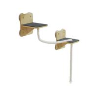 Jiuvaso Lit Suspendu pour Chat Équipé d'une Double Plateforme Hamac Fenêtre Tissu Respirant Construction Sûre en Bois Adapté à la Maison Espace de Jeu Félin, Corde en Coton