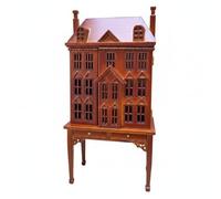 Jiuvaso Maison Miniature Maison de Poupée avec Armoire à Deux Bibliothèque sur Support Mobilier Miniature à Fenêtres Structure Détaillée Adaptée Collection Création Artistique Salon Miniature, Café