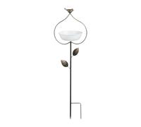 Jiuvaso Mangeoire Oiseaux Bain Métallique pour Extérieur Jardinière Ornementale Incrustée Anticorrosion Support Stable Compatible Nourrissage Adapté Aux Terra, Blanc