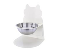 Jiuvaso Mangeoire pour Chat avec Support et Porte-Snack Amovible, Bol en Argent Blanc