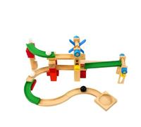 Jiuvaso Marble Run Bords Arrondis Circuit Billes en Bois Réutilisable pr ce D'activité Familiale