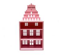 Jiuvaso Mini Étagère de Présentation Accessoire Miniature Maison Poupée Décor Maquette Trois Compartiments et Devant Ouvert Détails Fenêtre et Convient pour Maison Vitrine Bureau, Rose
