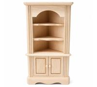 Jiuvaso Mini Vitrine d'Exposition Miniature Bibliothèque Armoire Meuble Maquette en Bois Massif Échelle 1/12 avec Compartiment Ouvert et Armoire Basse Adaptée