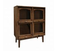 Jiuvaso Miniature Étagère de Rangement pour Maison de Poupée avec Sculptée en Bois Quatre Compartiments Accessibles Idéale pour Accessoires et Mise en Scène Miniature 1 12, Noyer