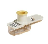 Jiuvaso Moulin à Ail Manuel Râpe Trancheuse Poignée Ergonomique en Acier et Polypropylène avec Récipient Séparateur Adapté à la Préparation Culinaire Quotidienne, Array, Beige