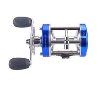 Jiuvaso Moulinet de Pêche Moulinet Baitcasting Rond Guide de Ligne Frein Étoile Manivelle Double Cadre Métal Robuste pour Contrôle Stable et Gestion du, Bleu, CL60 Main Droite