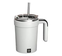 Jiuvaso Mug à café à Agitation Automatique 380 ML, étanche, en Acier Inoxydable, avec Accessoires pour Chocolat, idéal pour la Chambre ou Le Bureau, Blanc