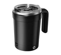 Jiuvaso Mug à café à Agitation Automatique 380 ML, étanche, en Acier Inoxydable, avec Accessoires pour Chocolat, idéal pour la Chambre ou Le Bureau, Noir