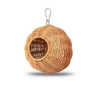 Jiuvaso Nid pour Oiseau Tissé Suspendu Hamac Panier Abri Cocon de Sommeil Sécurisant Aide à la Détente Fond à Grille pour, Nid en Rotin - Type À Double Trou avec Crochet