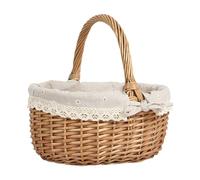 Jiuvaso Panier de Panier Storage Osier Tressé à La Main avec Doublure Panier Cadeau Polyvalent pour Jouets Enfants Panier à Fleurs, M Beige