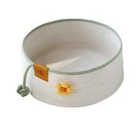Jiuvaso Panier pour Chat Nid Tressé à la Main en Corde de Coton Doux Panier Lit Rond Respirant Meuble pour Chaton Facile à Nettoyer et Plier Convient à, 35 Cm X 14 Cm