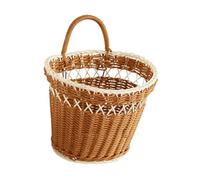 Jiuvaso Panier Suspendu Tissé Corbeille de Rangement Murale En PE pour Fruits Légumes Décoration Fleurie Adapté à La Buanderie Salon Jardin Salle de Bain, Marron et Blanc