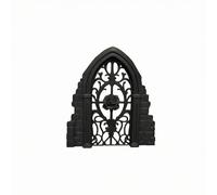 Jiuvaso Panneau Fenêtre Gothique Sculpture Murale Arche Gothique Motif Cadre Brique Polylactic Effet Ajouré Adapté pour Entrée Exposition, Noir