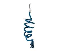 Jiuvaso Perchoir Oiseau Corde Coton Spirale Accessoire Oiseaux Jouet Escalade Support Suspendu Fixation Facile Adapté à Perroquets Canaris Perruches Cockatiel, Bleu