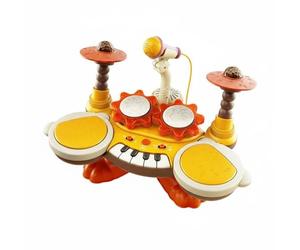 Jiuvaso Piano Électronique Enfant Clavier Ensemble Musical Ludique avec Pads Drum Réactifs Lumière Délicate et Mode Vocal Créatif Développant Talent Rythmique , Orange