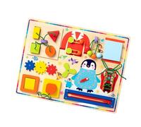 Jiuvaso Planche Sensorielle En Bois pour Enfants, Jouet D'apprentissage Du Laçage de Chaussures pour Les Premières Compétences de La Vie, Jouet Sensoriel