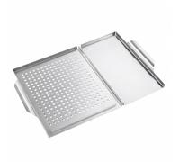 Jiuvaso Plateau Barbecue En Acier Inoxydable Rectangulaire, Plateau Barbecue Section Perforée, Non Toxique, Plat à Griller, pr Cuisine, Poêle À Griller 1238G