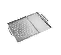 Jiuvaso Plateau Barbecue En Acier Inoxydable Rectangulaire, Plateau Barbecue Section Perforée, Non Toxique, Plat à Griller, pr Cuisine, Poêle À Griller 1078G