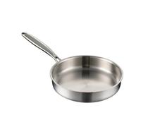 Jiuvaso Poêle à Frire en Acier Inoxydable pour Sauter Griller Base Renforcée Design sans pour sur Plaque Induction, 22cm
