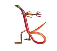 Jiuvaso Porte Bouteille Décoratif Porte Vin Support Bouteille Rangement Casier Sculpture Lézard Métal Fer Conception Artisanale Socle Stable Maintien Sécurisé, Rouge