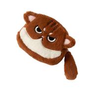 Jiuvaso Porte-monnaie en forme de chat, en peluche, portable, organiseur de, multifonction, créatif, mignon, pochette zippée, pour enfants, garçons, Marron Foncé Blanc