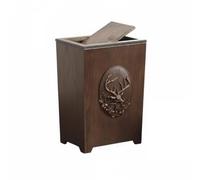 Jiuvaso Poubelle en Bois avec Couvercle Bascule pour Cuisine Salle Bains Corbeille à Déchets Étanche Seau à Ordures avec Doublure Intérieure Amovible Déco Morne, Deer Head