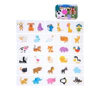 Jiuvaso Puzzles assortis pour tout-petits avec boîte de rangement en métal Puzzles et cartes assorties, Puzzle D'animaux de La Ferme