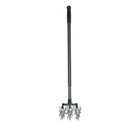 Jiuvaso Rotary Cultivateur Aérateur de Terre Outil Jardin Métal Trois Roues Rotatives Montage Facile Adapté Au Semis Pelouse Parc Entretien Quotidien 20cmx15c