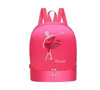 Jiuvaso Sac à Dos pour Danse avec Espace pour Chaussures, Sac de pour Jeunes Filles, Rose Rouge B