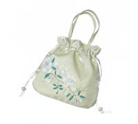 Jiuvaso Sac Brodé Su Broderie Pochette à Cordon Bourse à Bandoulière Sac à Main Tradition et Gaufrage Gaze en Velours et Polyester Coton avec Décorations, Brode Lt Vert Magnolia