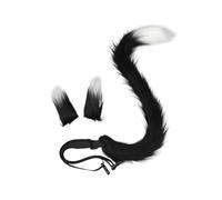 Jiuvaso Serre-tête oreilles de chat, couvre-chef cosplay, cadeau pour spectacle et fête, Noir Blanc