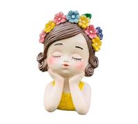Jiuvaso Statue de Pot de Fleurs pour Fille, décoration réaliste, Vase pour Bureau, Jardin, Table, Centre de Table, Manteau Jaune